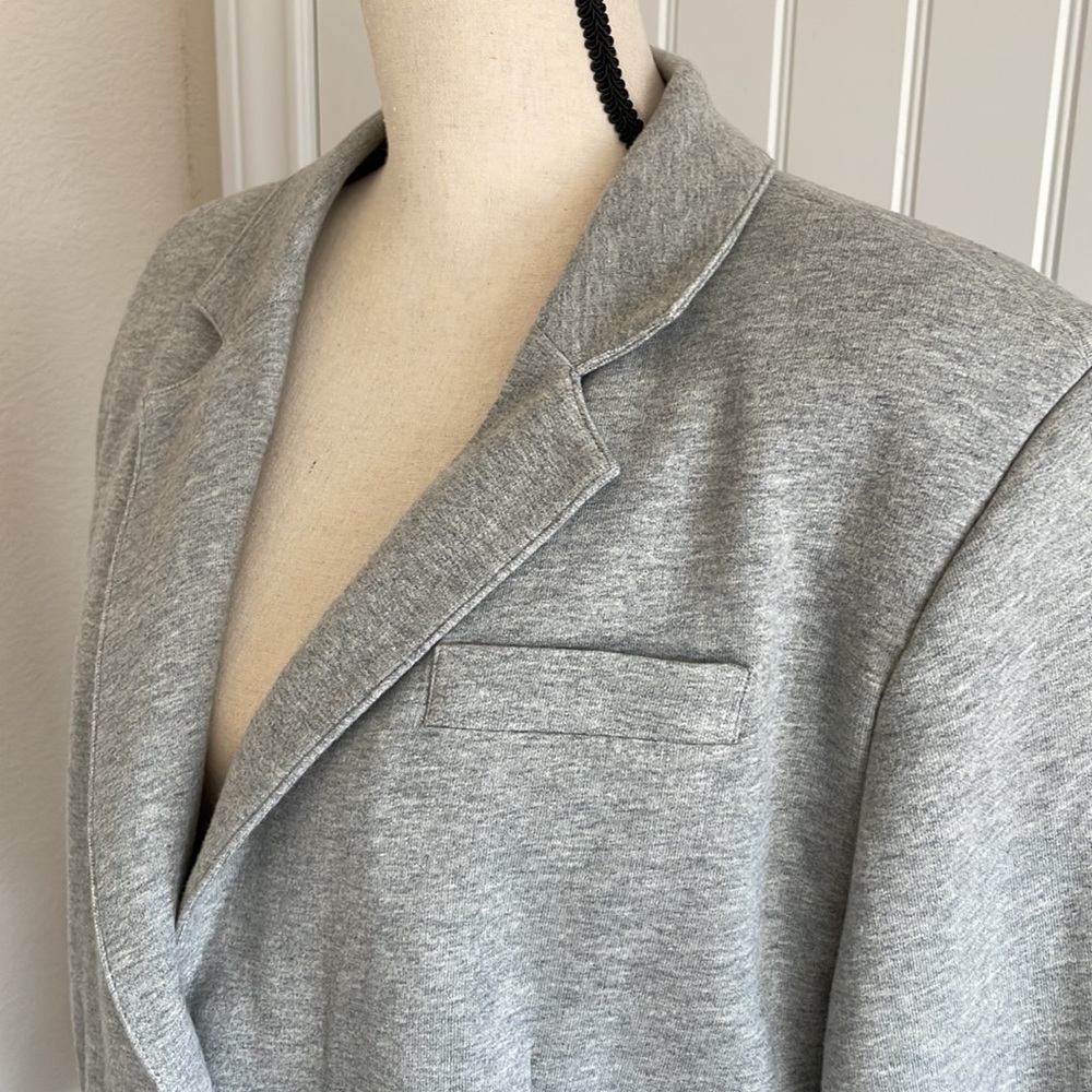 Norma Kamali Boyfriend Two Button Blazer Soft Grey Cotton Blend Size XXL